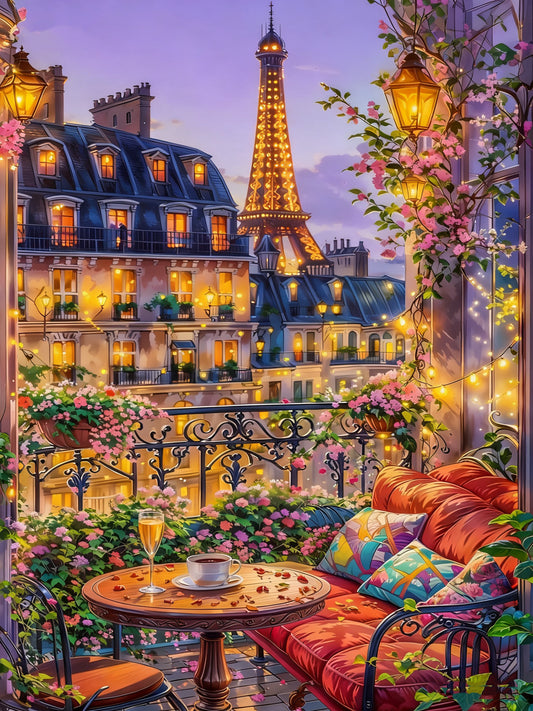 Parisian Balcony at Dusk