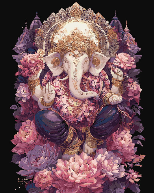 Ornate Ganesha in Blossoms