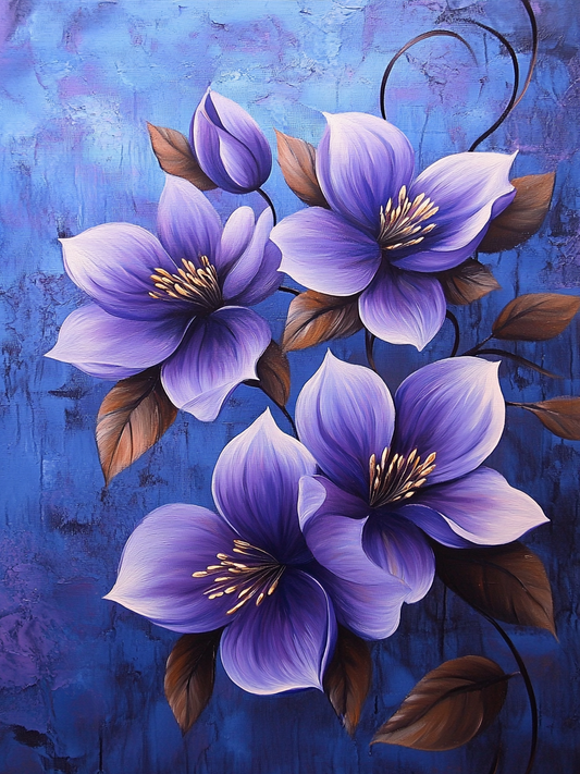 Purple Flowers Brown leaf