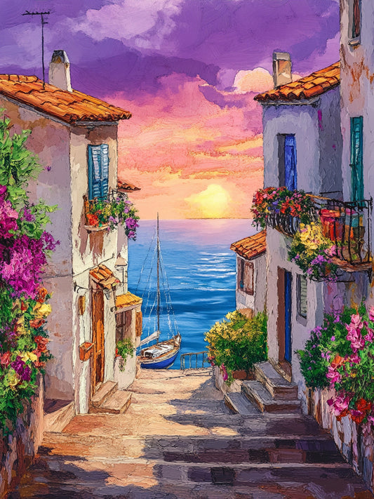 Seaside Town in the Evening
