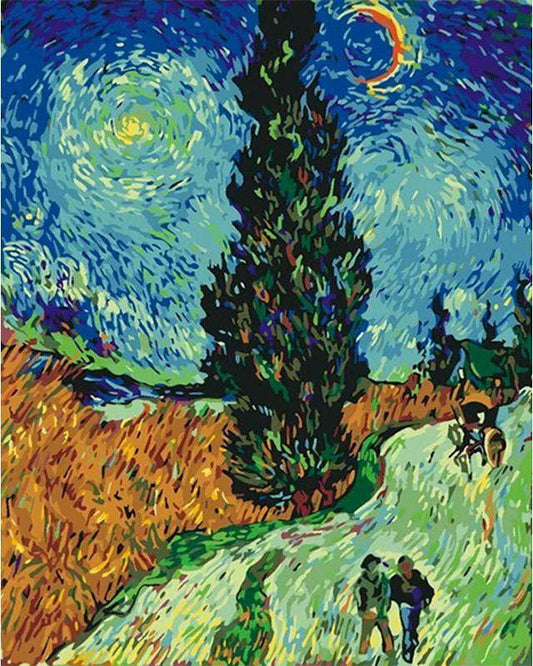 Van Gogh - Road with Cypress and Star